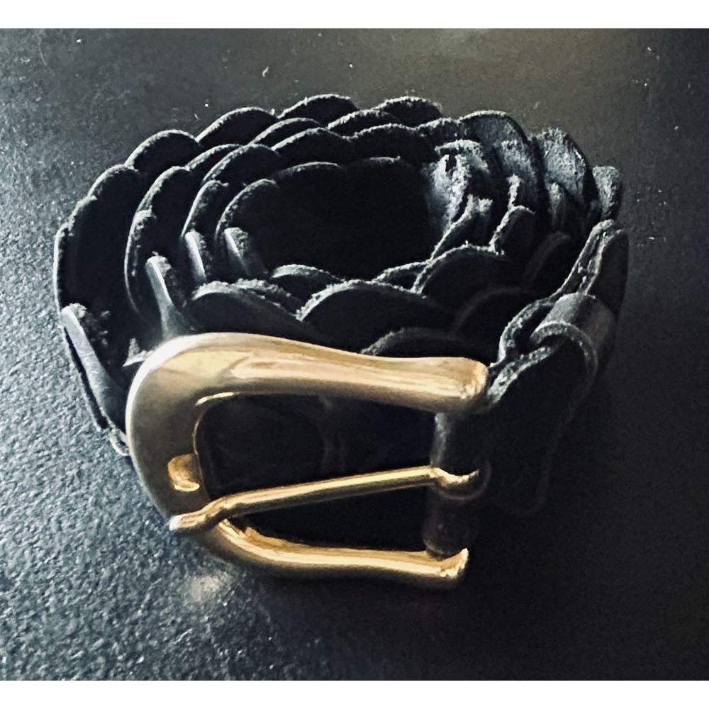 Capezio Women's Black Braided Belt Leather W/ Gold Buckle Size M/L